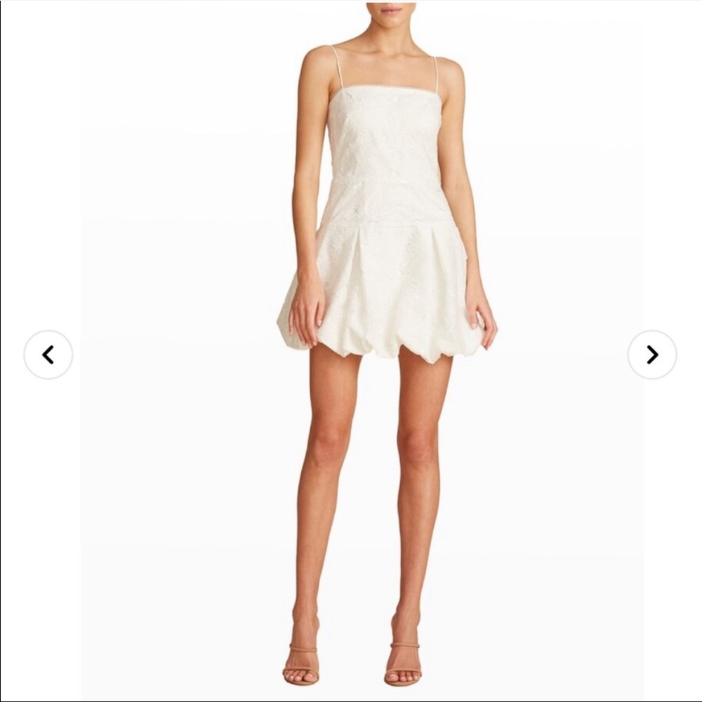 ML Monique Lhuillier White organza lace bubble mini cocktail dress